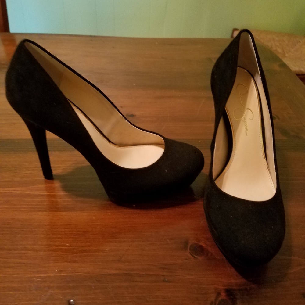 Jessica Simpson Sleek Black Suede High Heels 8.5